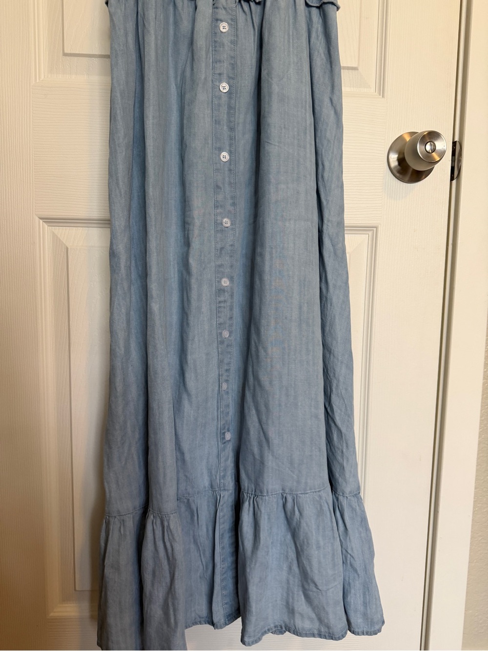 Justify Chambray Denim Maxi Dress Smocked Button Front Size Medium - Picture 6 of 11
